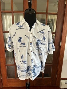 Island Expressions Dutch Caribbean Curacao Vintage Cotton Shirt 1980's